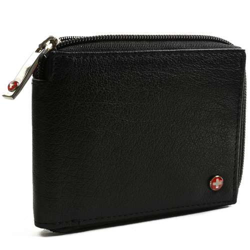 Alpine Swiss Men's Leather Zip Around Wallet ID Card Window Secure Zipper Bifold Best Deals & Coupons in America